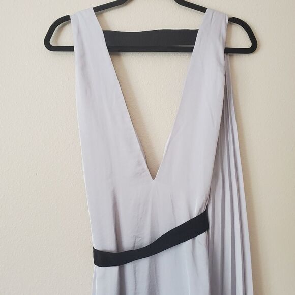 L'Agence Helene Silver Pleated Satin Maxi Dress Size Small - Picture 9 of 12